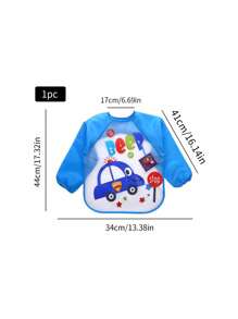 1pc Kids' Long Sleeve Reversible Smock Bib For Eating And Painting