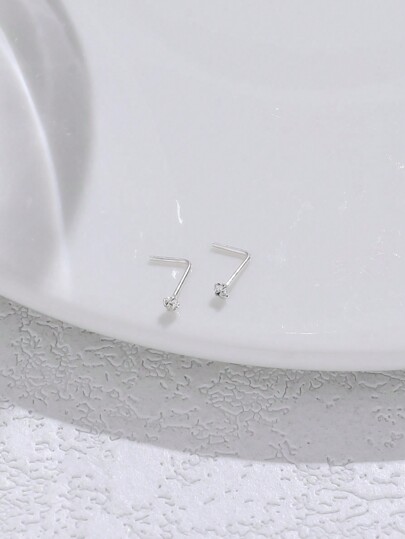 2pcs 2.0mm L Shape Nose Piercing Stud