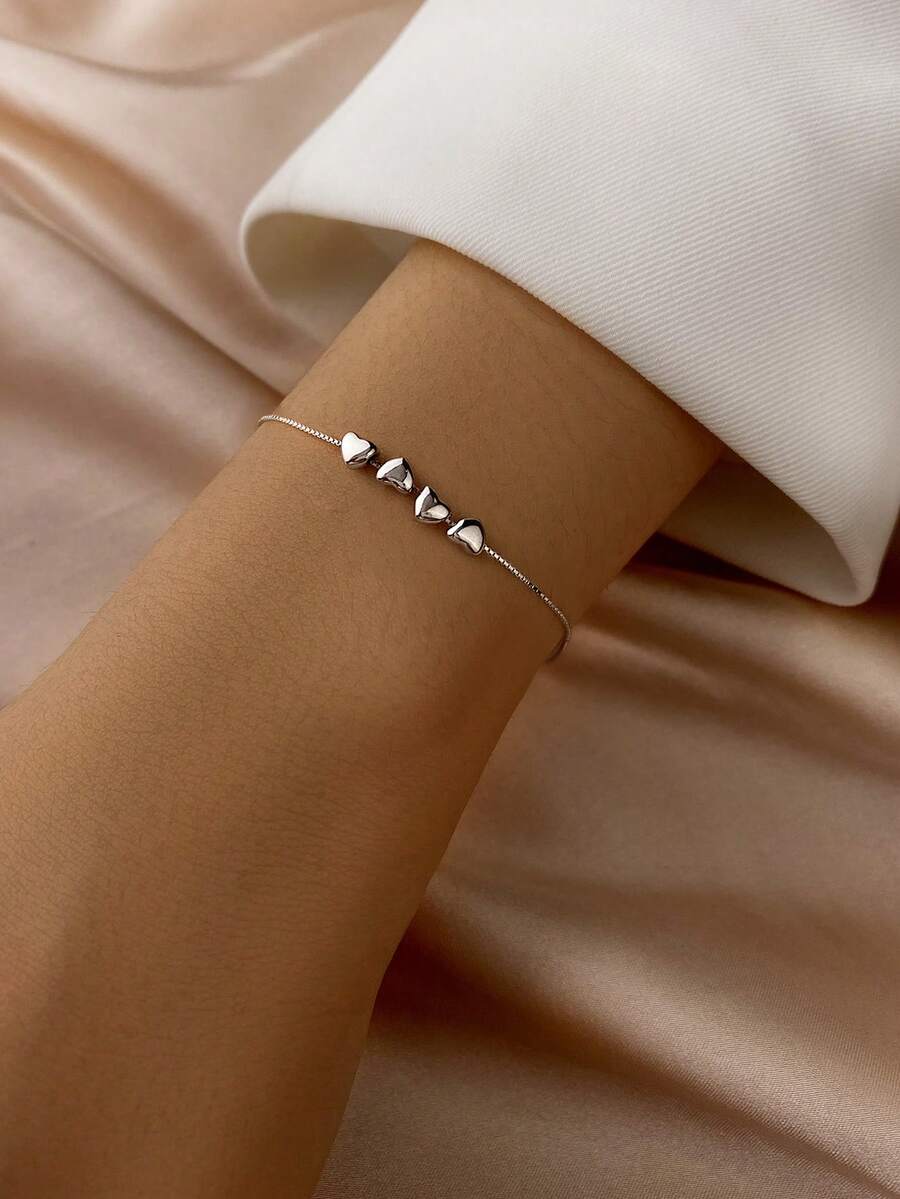 1 Miếng Love Vòng tay Đối với phụ nữ S925 Bạc nguyên chất Tốt Đồ trang sức Qủa tặng - Bạc - Xem 1