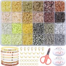 13000/4800/2400+件粘土珠套装，用于DIY手链制作，聚合物粘土珠配彩色春花吊饰，CCB人造珍珠配件套装，用于DIY友谊手链耳环项链珠宝制作和节日礼物 - 多色 - 查看 15