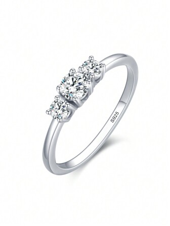 Cubic Zirconia Decor Silver Wedding Band For Women Bridal Wedding Fine Jewelry Engagement
