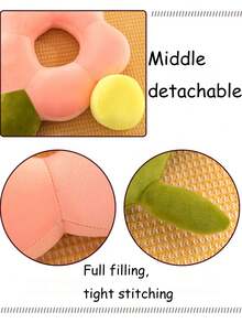 1入長花莖及葉子形狀的毛絨枕頭玩具,適用於臥室沙發床裝飾 - 粉色 - 查看 3