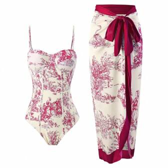 Maillot de bain une-pièce conservateur et mincissant avec jupe de cache-maillot, offre une cache-maillot complète du corps, style français vintage pour l'été