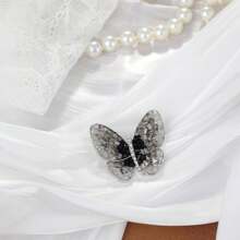 1個高級復古水晶鑽飾槍黑漸變蝴蝶優雅胸針 - 黑與白 - 查看 2