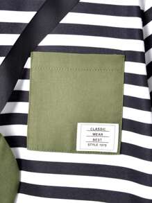 Vihyde 3Pcs Boys Striped Crew Neck Short Sleeve T-Shirt, Military Green Joggers Pants & Diagonal Zipper Messenger Bag Set