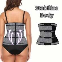 Faja entrenadora de cintura para mujeres talla grande para usar en el gimnasio, accesorios deportivos y al aire libre - Gris - Ver 3
