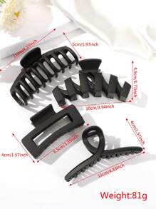 女性4入組簡約鉗子&大號鉗子夾,時尚多用途高端優雅風格的頭髮配件,適用於日常外出、洗澡、洗臉、造型、化妝和搭配服裝 - 彩色 - 查看 4