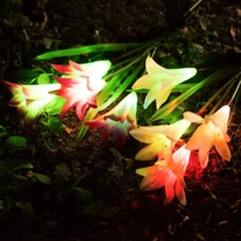 1 Pack Outdoor Solar Lily Flower Light, Upgraded 7 Color Changing Waterproof Garden Decorative Light For Yard, Lawn, Pathway (Purple) - Purple - View 3