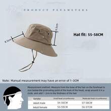 1 件裝男士戶外防曬帽,附可調式下巴帶,快乾透氣寬帽,適合健行和釣魚 - 卡其色 - 查看 5