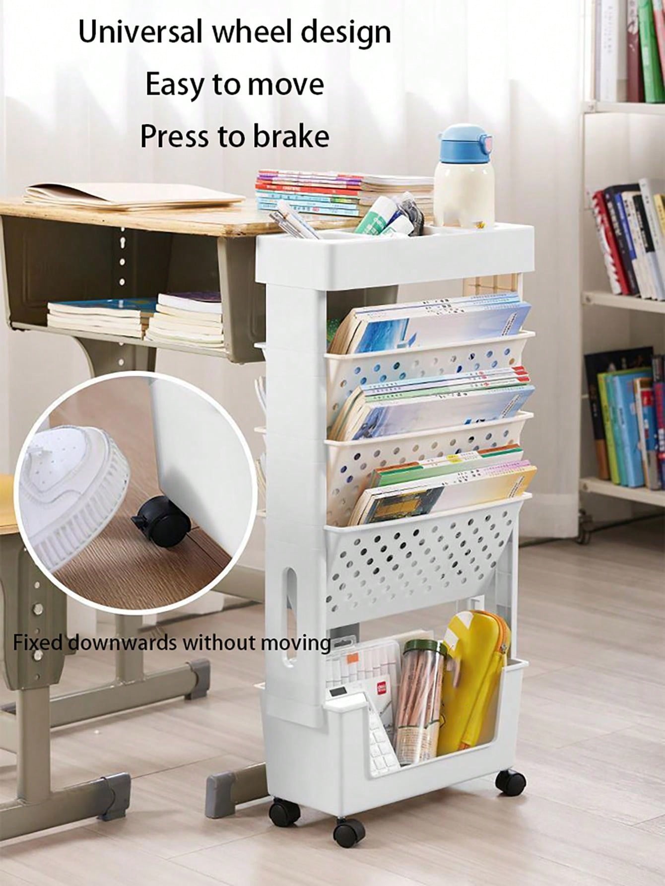 1 Movable Book Storage Box, Desk Mounted Book Tool, Classroom Bookshelf ...