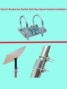 Steel U-Bracket For Dish Pipe Mount Vertical Installation, Heavy Steel U-Bolt Clamp Bracket, Roof Mast To Pole To Pipe Mounting Adapter For Antennas, Weather Station, Cameras, Wifi - Silver - View 1