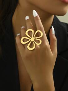 Anillo de oro con diseño de flor de estilo sencillo y nuevo para el Día de San Valentín - Amarillo Oro - Ver 2