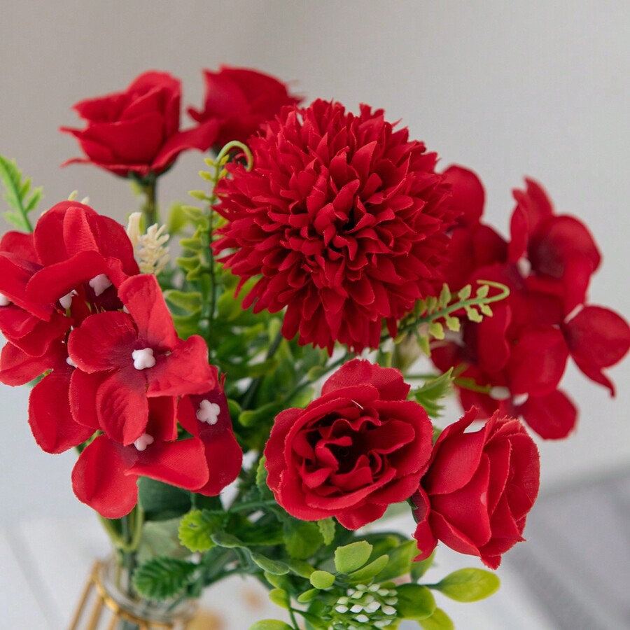 1/3PCS Artificial Peony Flowers Silk Roses Bouquets Fake Hydrangea For