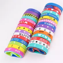 10/20pcs/Pack Sports & Casual Heart/Character/Butterfly/Skull Print Silicon Elastic Bracelet For Men, Women, Daily Wear, Festival Party And Gift Accessory