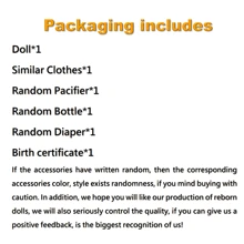 19英寸/48厘米逼真的乳膠手工重生娃娃,可完全水洗和物理姿勢管理的女嬰娃娃,收藏玩具作生日或聖誕禮物套裝,包括娃娃、衣服、頭髮配件和隨機選擇的奶瓶、奶嘴和尿布 - 白色 - 查看 8