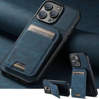 Suteni PU Leather Stand Phone Case Card Holder Wallet Phone Case Compatible With IPhone 17 Pro Max 16 Plus 15 14 13 12 11 For Galaxy S25 S24 Ultra S23 S22 Compatible With Google Pixel 9 Pro XL 8A 7 /Black/Brown/Blue/Purple/Pink Waterproof Shockproof Anti-Fall Scratch Resistant