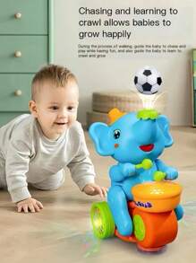 1pc Electric Universal Suspended Blowing Ball Cool Musical Light-Up Drumming Elephant Car Toy - Blue - View 3