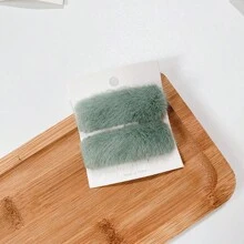 韓國新款糖果色小尺寸方形毛絨髮夾,奶油色,甜美女孩的幾何造型髮夾 - 蒟蒻紫 - 查看 2