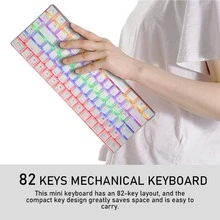 Game Mechanical Keyboard, TKL Wireless Game Keyboard Rechargeable Bluetooth And C-Type Wired Luminous Keyboard 18 Rainbow Illuminated Backlight - Blue - View 4