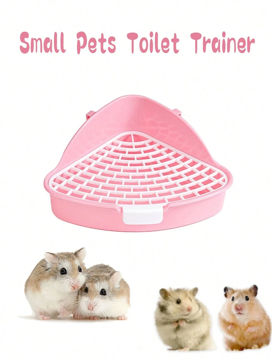 1pc Large Capacity Triangular Hamster Litter Box, Pet Toilet - Pink - View 1