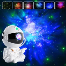 1個星系星空投影機led夜燈,太空人燈,旋轉天花板燈裝飾品,星空星星usb Led臥室夜燈,生日裝飾遙控器 - 白色 - 查看 1