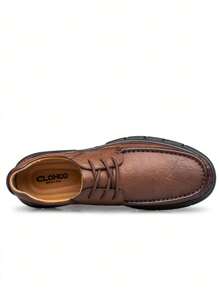 Clohoo品牌特別版手工鞋膠底厚底透氣休閒皮鞋男士樂福鞋經典手工縫製男鞋 - 咖啡棕 - 查看 5