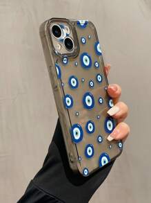 1入組藍色眼睛印花清晰加厚抗摔手機殼，適用於蘋果11/12/13/14/15 Pro Max - 黑色 - 查看 2