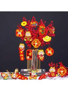 18pcs, Chinese New Year Pendants, Bonsai Decor, Window Decor, Door Decor, Home Decor, Chinese Good Luck Gift For Safety Health Wealth And Success, Spring Festival Decor Supplies - Red - View 9