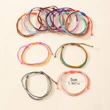 1套/12入組時尚台灣印地布手工編織彈性手鍊,適合女性日常佩戴 - 12件套裝 - 查看 2