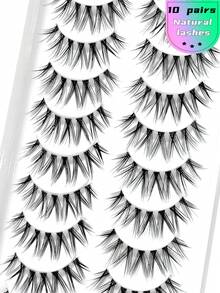Asiteo 20pcs/Set New Arrival & Best Selling Natural Looking Cluster False Eyelashes, Short Stem Transparent Lashes With Cartoon Eye Makeup Effect, Suitable For Creating Cartoon Style Makeup, Especially Suitable For Vacation - Black - View 4