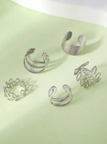 5入組金色可調節耳環,適用於女性和女孩的非穿孔軟骨夾式耳環包裝套裝飾品