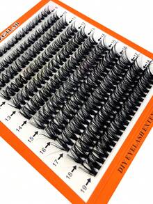 HBZGTLAD 11rows Natural Mink False Eyelashes, 3d Russian Volume Individual Lash Extensions, Deep Orange Paper Box, 60pcs/Pack D Curl 0.07mm Mixed Lengths - D - View 3