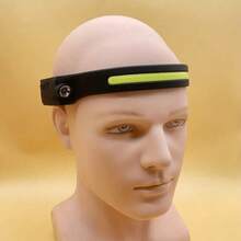 1pc Led Mini Multi-Function Waving Sensor Outdoor Fishing Strong Headlamp Handheld Flashlight - Black - View 2