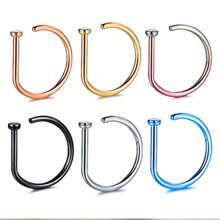 6Pcs Women Men Fake Piering Nose Ring Fashion D-Shape Punk Non Piercing Nose Clip Stainless Steel Perforation Septum Body Jewelry - D-shaped Nose Ring - View 6