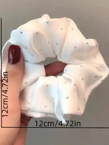 3/5 piezas Scrunchies de mujer con rhin estonas, organza y satén, accesorios de pelo elegantes y de moda - Multicolor - Ver 5