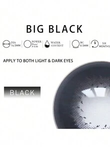 1 对（2 片）彩色美容隐形眼镜 14.5 毫米自然眼隐形眼镜，时尚女士柔软自然色眼镜，6 个月 - 黑色 - 查看 10