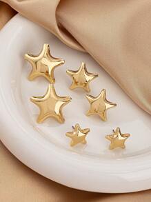 1set Stylish Geometric Five-Pointed Star Stud Earrings - Five Star Earrings Set - View 9
