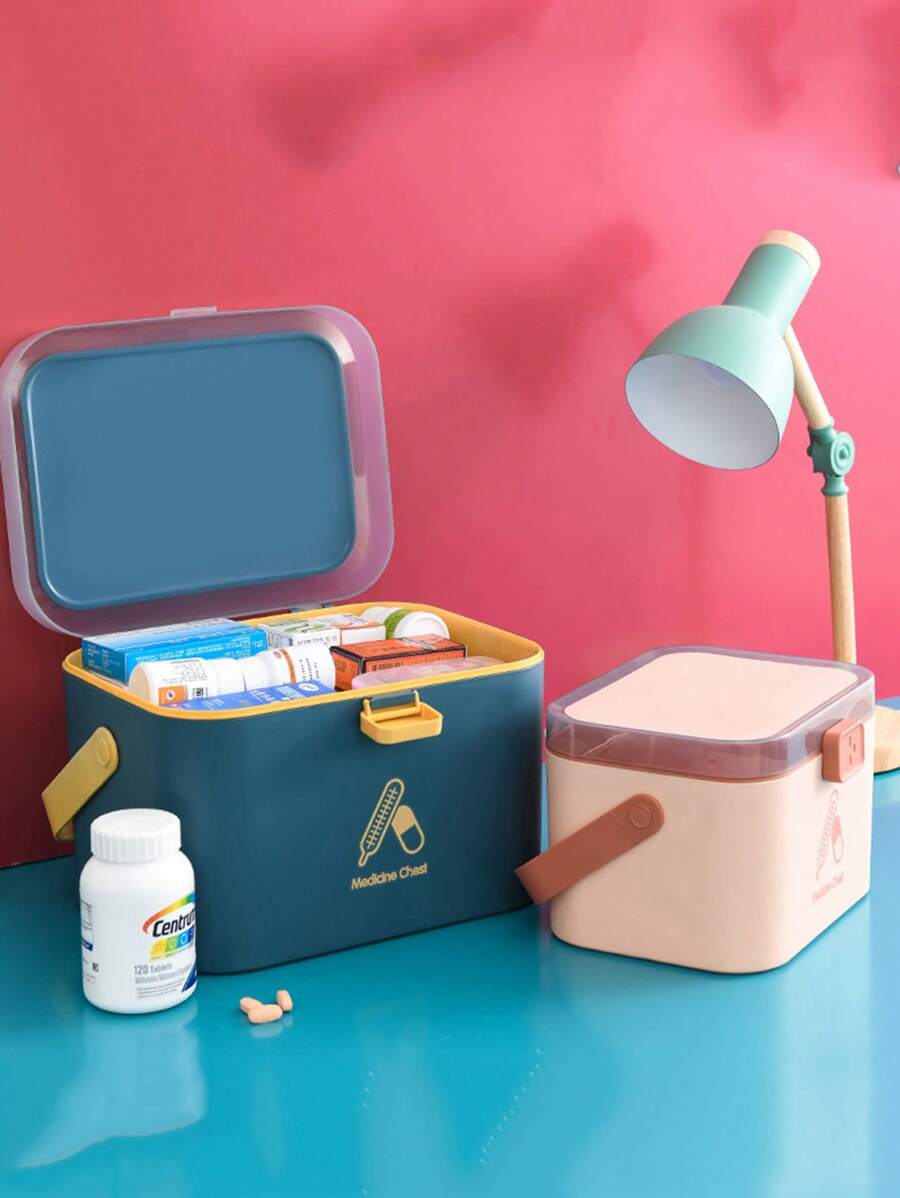 1個大型便攜式多層儲物急救藥箱,適用於家庭使用 - 彩色 - 查看 1