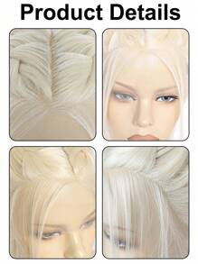 28 英寸长金色 13*3.5*1 T 部分合成蕾丝前假发，适合女性，长双扭荷兰编织蕾丝前假发，带婴儿头发，非洲式玉米辫蕾丝前假发，自然预拔发际线高清蕾丝假发，中分造型，优质合成假发替换假发，150% 高密度高温耐热纤维假发，假发日常角色扮演假发，非常适合女性和 1 件假发帽