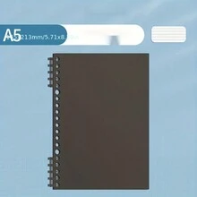 硬殼筆記本活頁夾套,適用於a4/b5/a5,2入組,可更換,自製馬卡龍色筆記本套,附帶活頁圈 - 黑色 - 查看 9