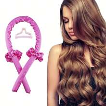 1set Heatless Curling Rod Headband For Long Hair Rollers For Women, Hair Overnight Curl Wrap Heatless Hair Curling Wrap Kit, Slouchy Hair Curler With Scrunchies Hair Claw Clips,Travel, Home, Student Dormitory Toiletries - Hot Pink - View 2
