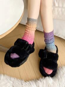 1 Pair Women Autumn/Winter Thick Ombre Asymmetrical Warm Fashionable Personality Crew Socks