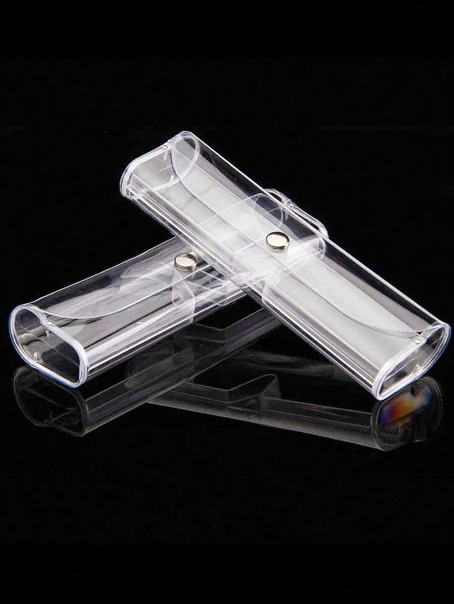 1pc Pvc Portable Eyeglasses Case For Myopia Glasses And Reading Glasses, Fashionable Unisex Eyeglasses Box - White - View 1