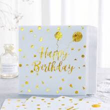 84 pièces Set de fournitures pour fête d'anniversaire dorée, assiettes jetables en feuille d'or, assiettes en papier blanc et doré de 7/9 pouces, gobelets, serviettes avec feuille d'or, parfait pour la décoration de fête d'anniversaire