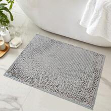 1pc Soft Gray Chenille Bath Mat, Quick Drying, Anti-Slip, Modern Design High Pile Bathroom Floor Carpet, Machine Washable For Bathtub, Shower Area, Kitchen Sink Entryway Decor Bathroom Kitchen Decor - Light Grey - View 4