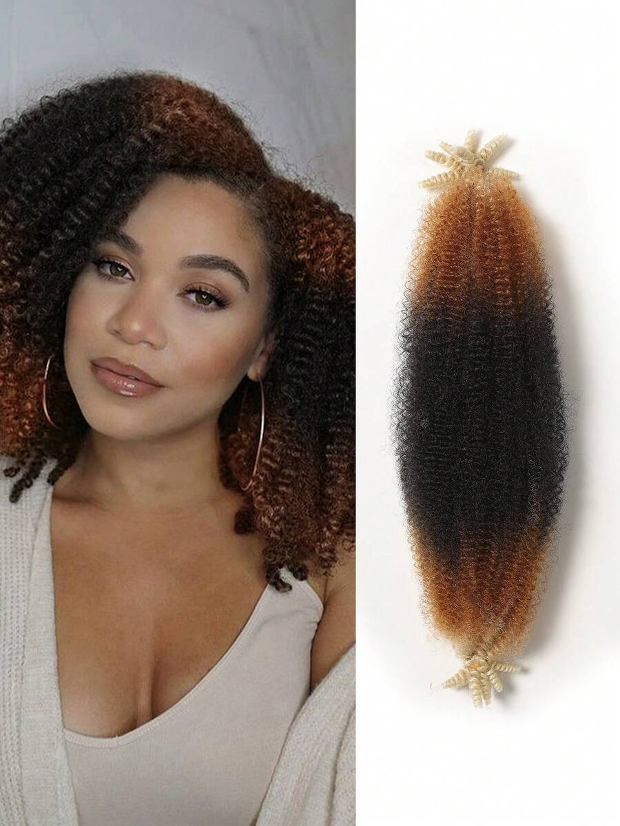 HAIRCUBE 16 英寸马利扭发辫 1 包 预分离弹性非洲扭发接发 卷曲非洲扭发钩编发辫 天然黑色弹簧扭发 适合浅黄色 - 彩色 - 查看 1