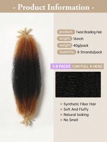 HAIRCUBE 16 英寸马利扭发辫 1 包 预分离弹性非洲扭发接发 卷曲非洲扭发钩编发辫 天然黑色弹簧扭发 适合浅黄色 - 彩色 - 查看 3