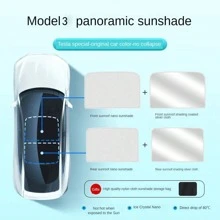 車頂遮陽板汽車遮陽板 特斯拉y型車配件,有效隔熱阻擋陽光 2入組遮陽板 + 2入組銀塗布 - 米色 - 查看 1