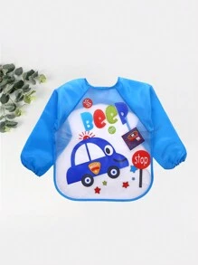 1pc Kids' Long Sleeve Reversible Smock Bib For Eating And Painting