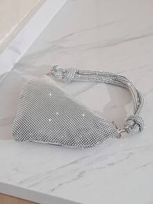 Vincy閃爍手拿包，閃耀鑽石時尚裝飾，宴會用包，手提包，晚禮服女性包，時尚包 - 銀色 - 查看 7